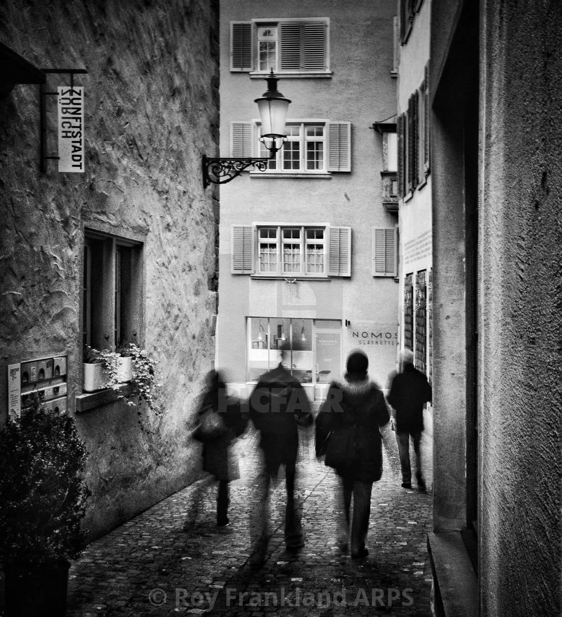 "Walking in the streets" stock image