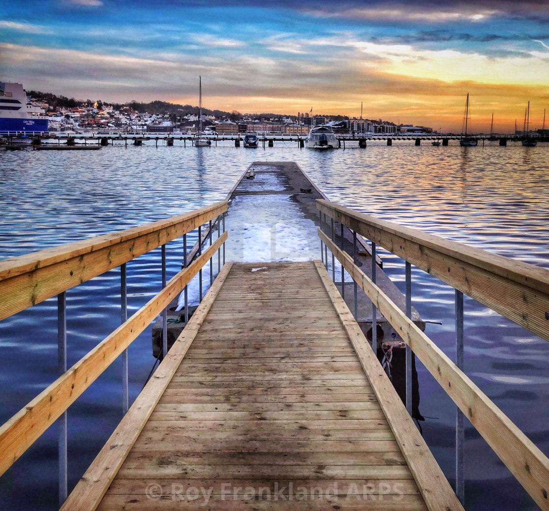 "Wooden pier at Sandefjord, Norway" stock image