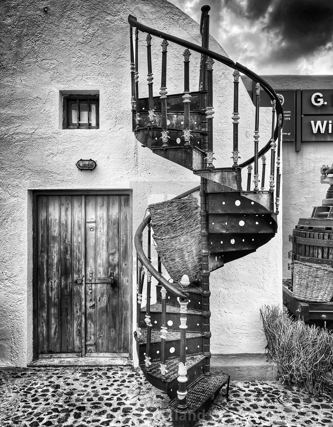 "Spiral staircase, mono" stock image