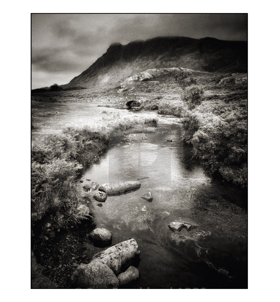 "Wastwater lake, mono, toned" stock image