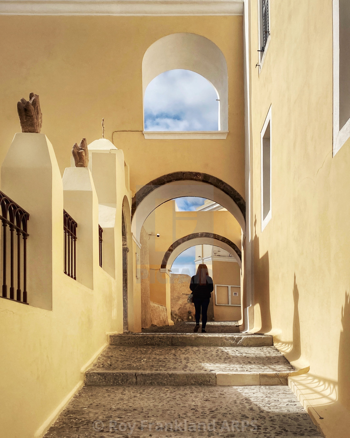 "Under the arches, Fira" stock image