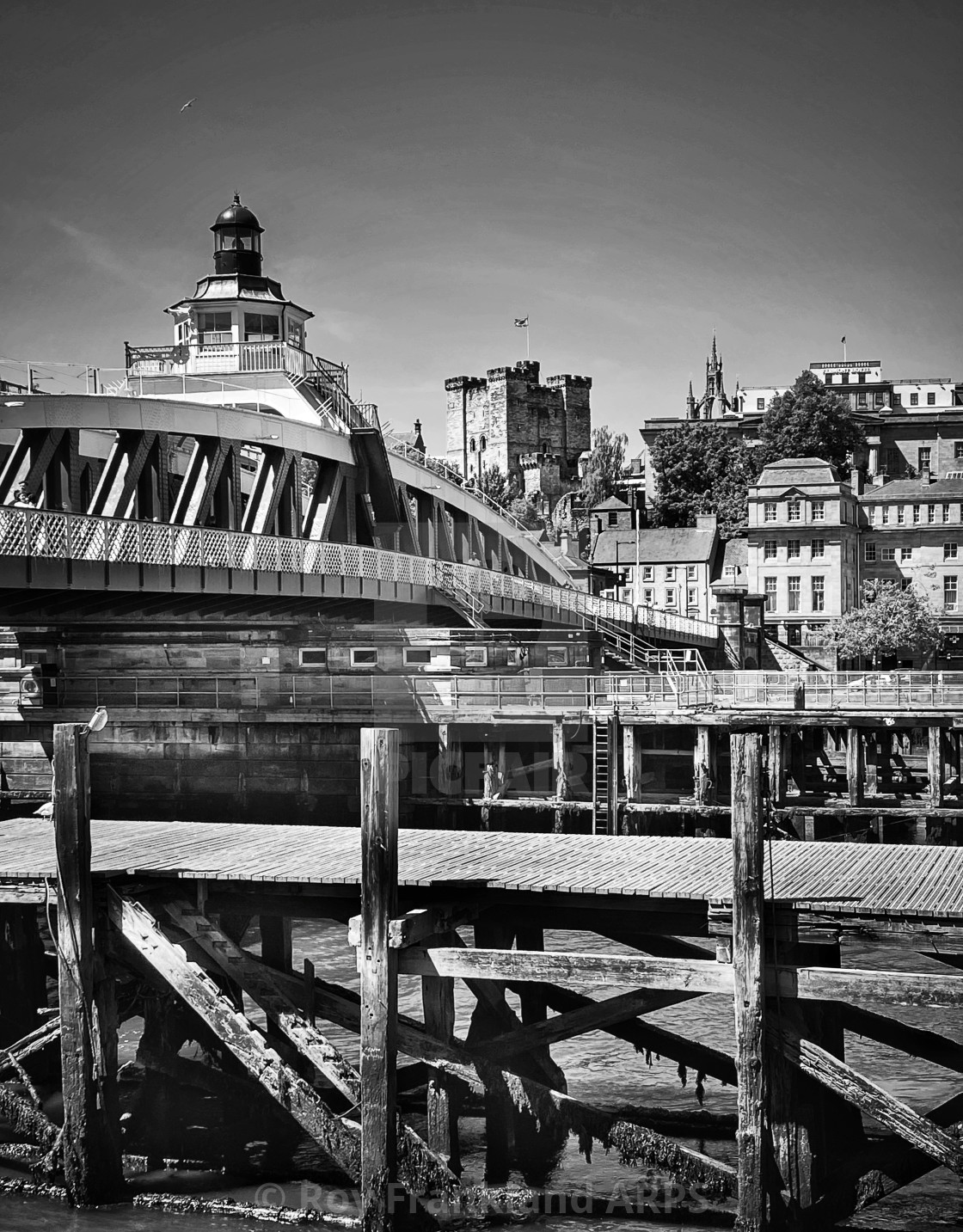 "Swing bridge over the Tyne, mono" stock image