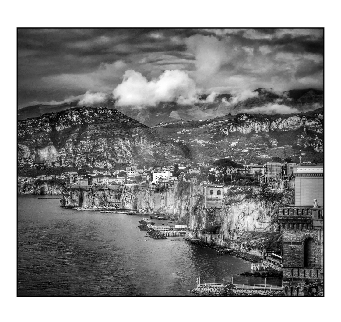 "Versuvius and the Sorrento coastline, mono" stock image