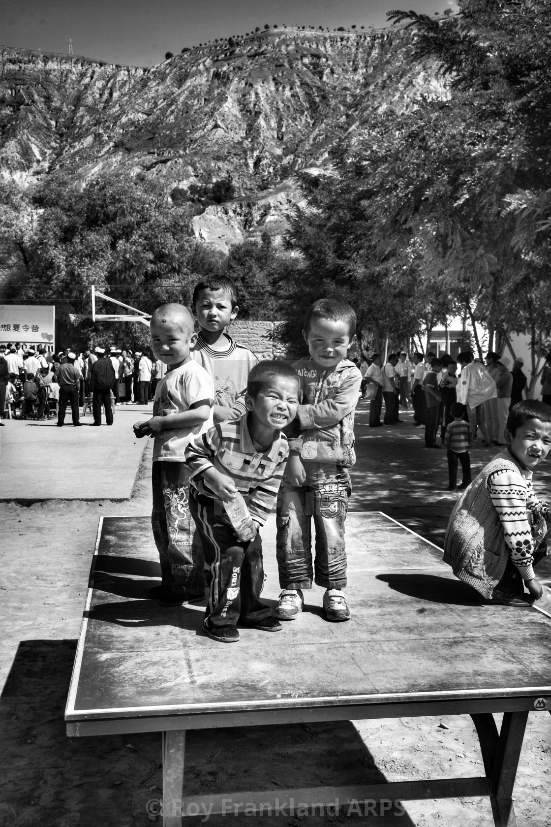 "Uighur boys in LinXia, mono" stock image