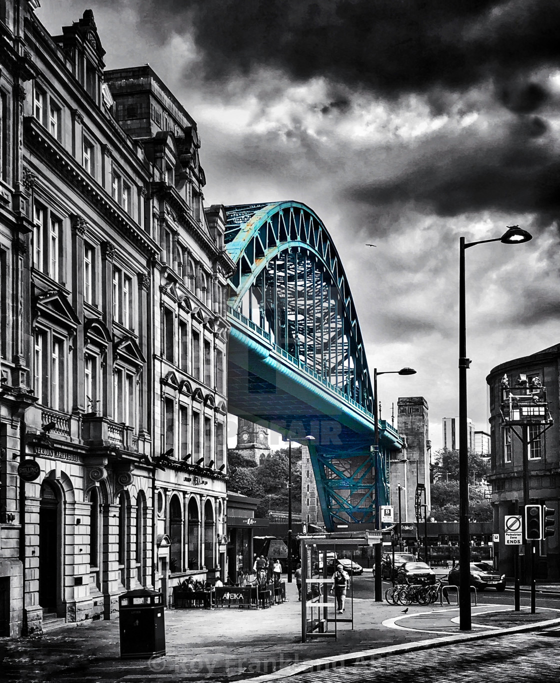 "Tyne bridge, Newcastle, selectively coloured" stock image