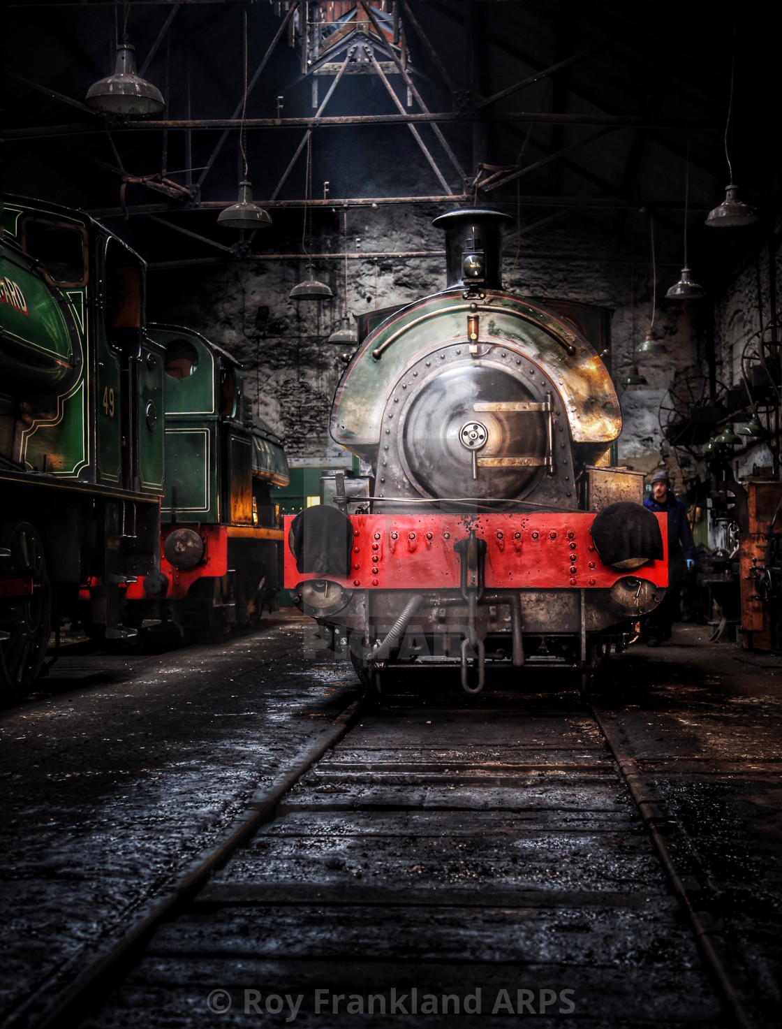 "Steam train in the shed" stock image