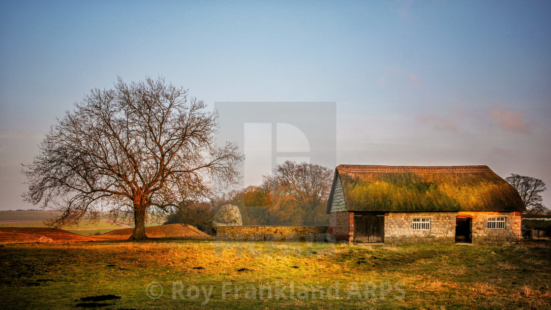 "Cottage and tree, Avebury" stock image