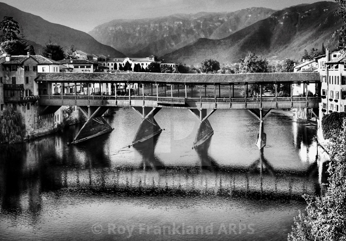 "Ponte Degli Alpini, mono" stock image