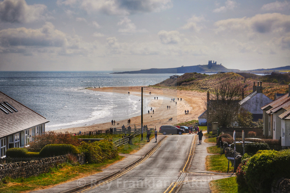 "Dunstanbrough Castle from Low Newton" stock image