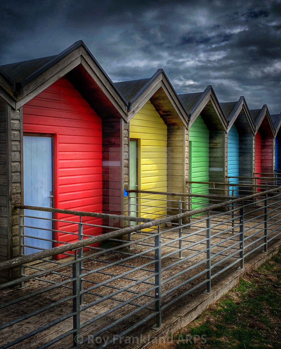 "Colourful beach huts" stock image