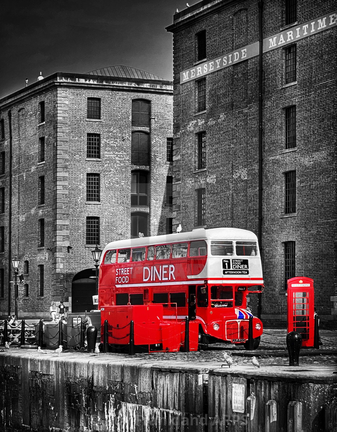 "Street food diner, selective colour" stock image