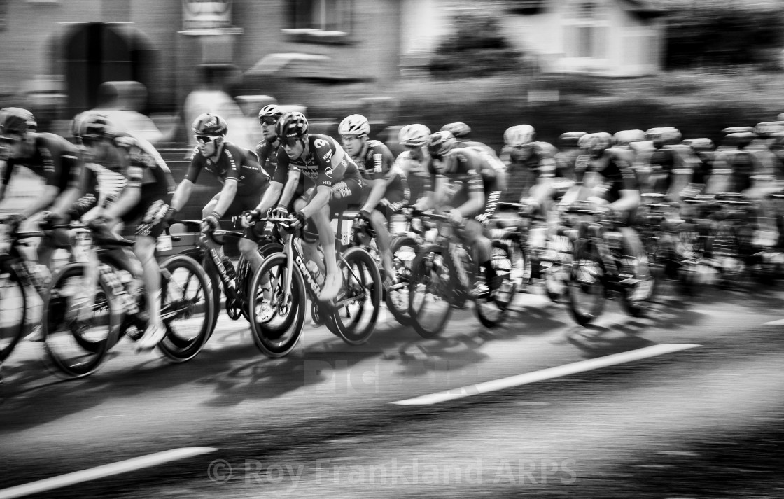 "Tour of Britain Cycle race peleton, mono" stock image