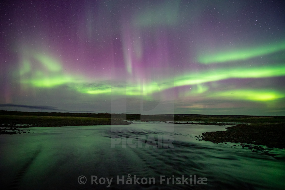 "Auroranight in Storelvosen naturreservat in Northern Norway" stock image