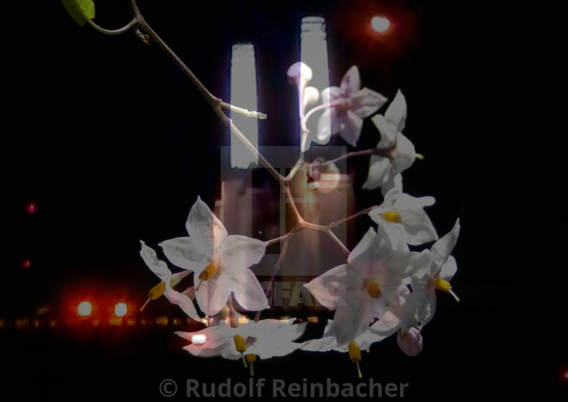 "Battersea power station at full moon" stock image