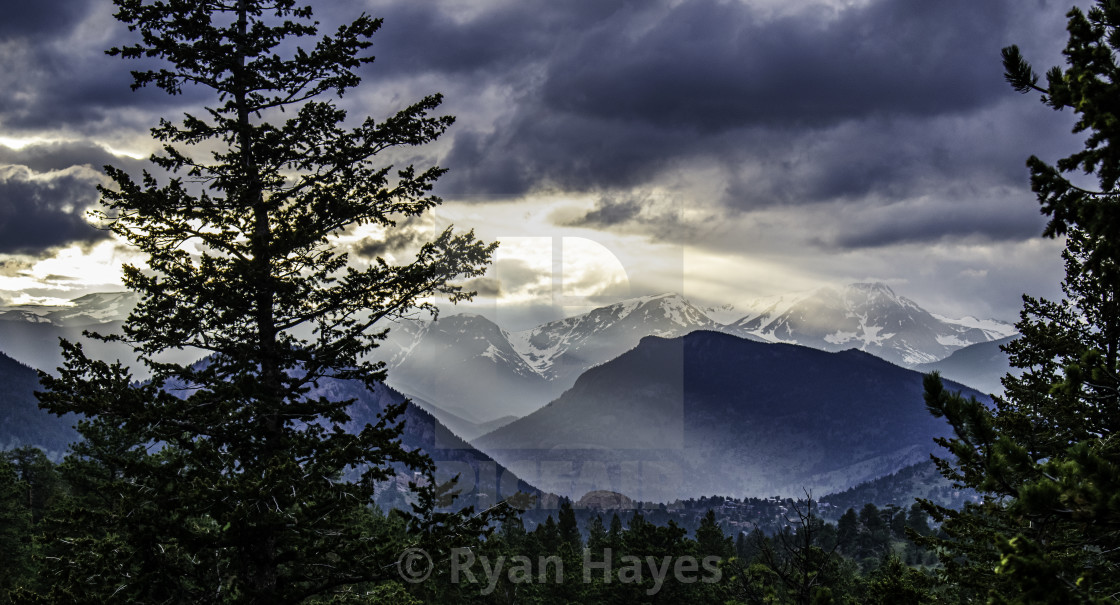 "Rocky Mountain Sunlight On Mountain Vista" stock image