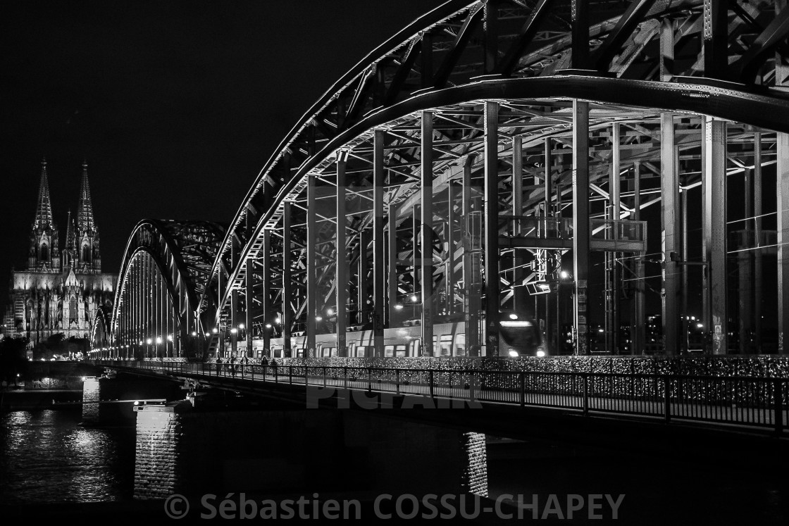 "The Hohenzollern bridge by night" stock image