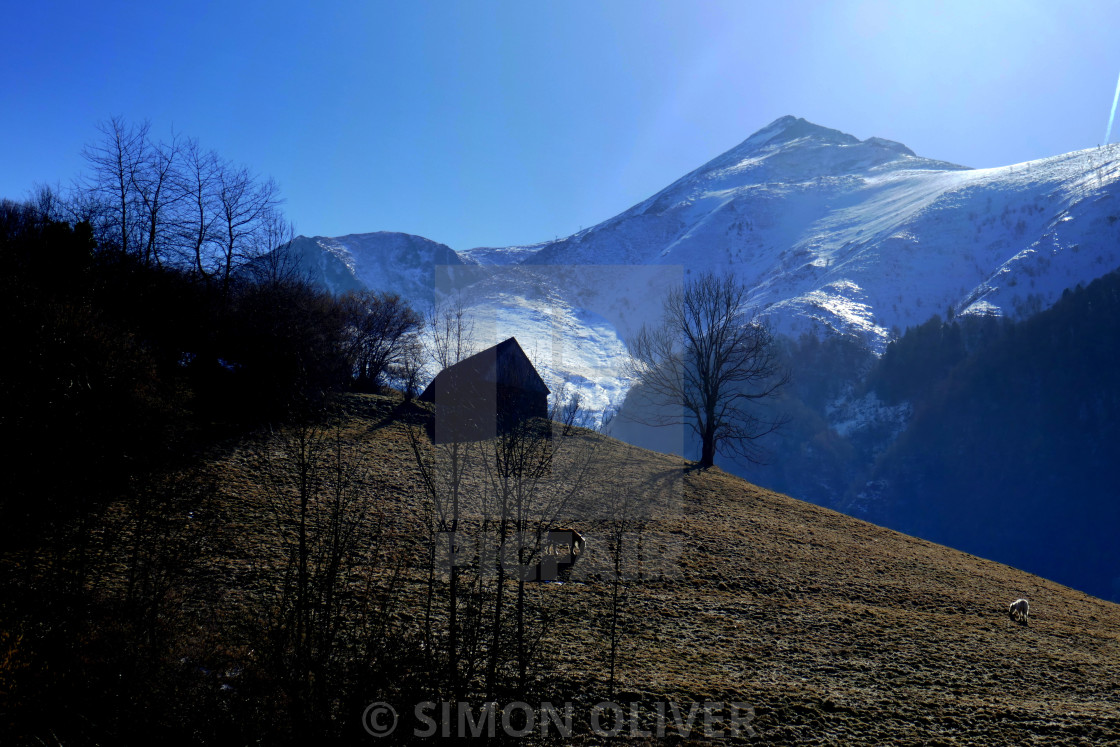 "Snow-capped mountains, French Pyrenees" stock image