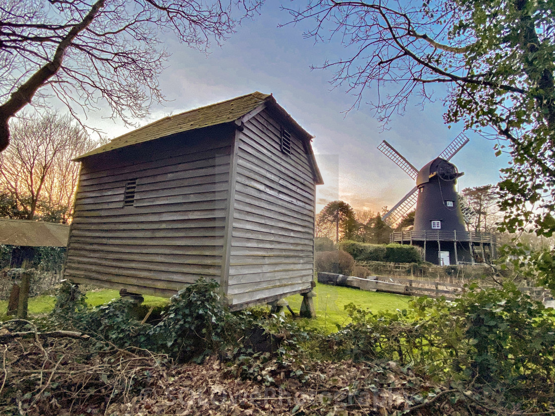 "Granary and Windmill" stock image