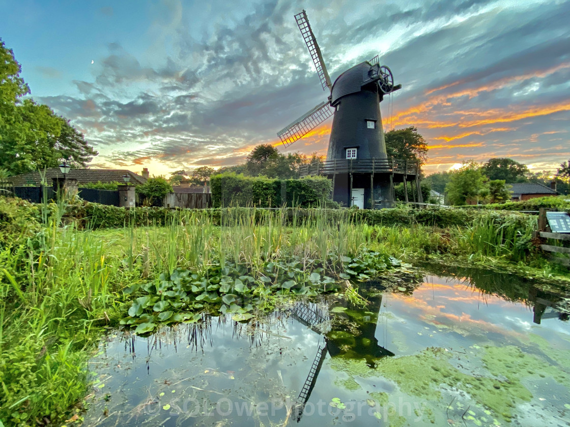 "Windmill Sunset" stock image