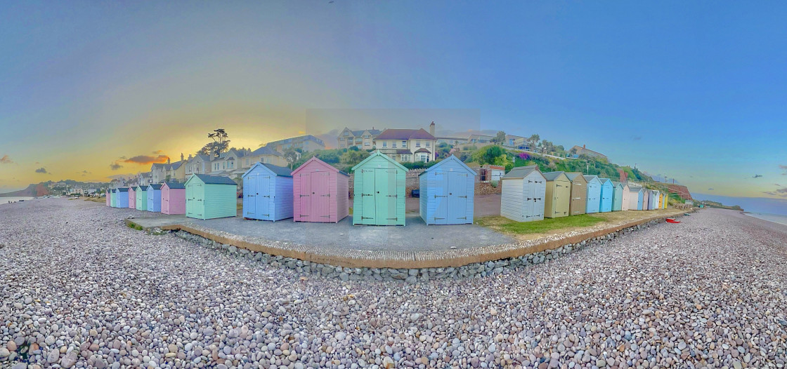 "Budleigh Beach Huts" stock image