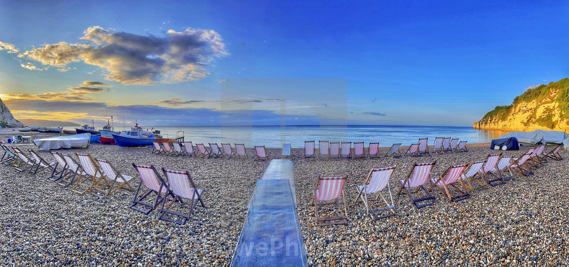 "Deckchairs at Beer" stock image