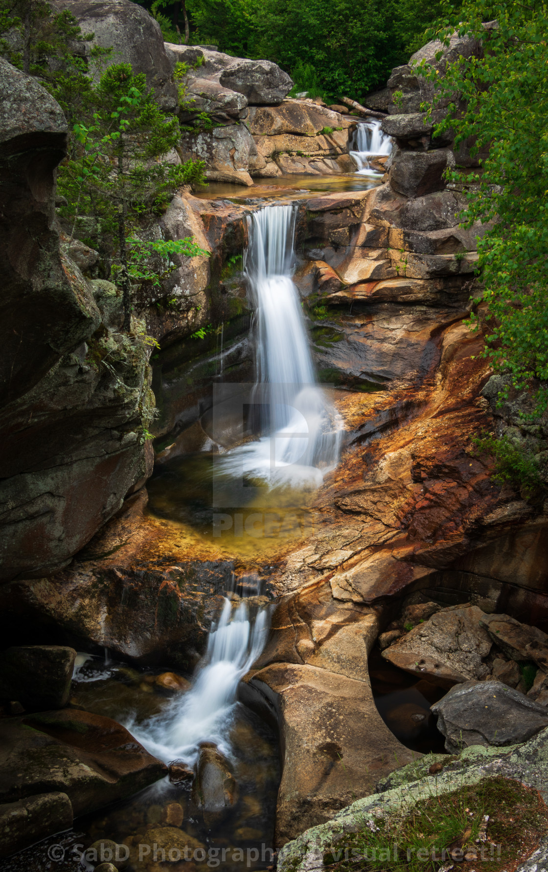 "Cascading water falls in the forest" stock image