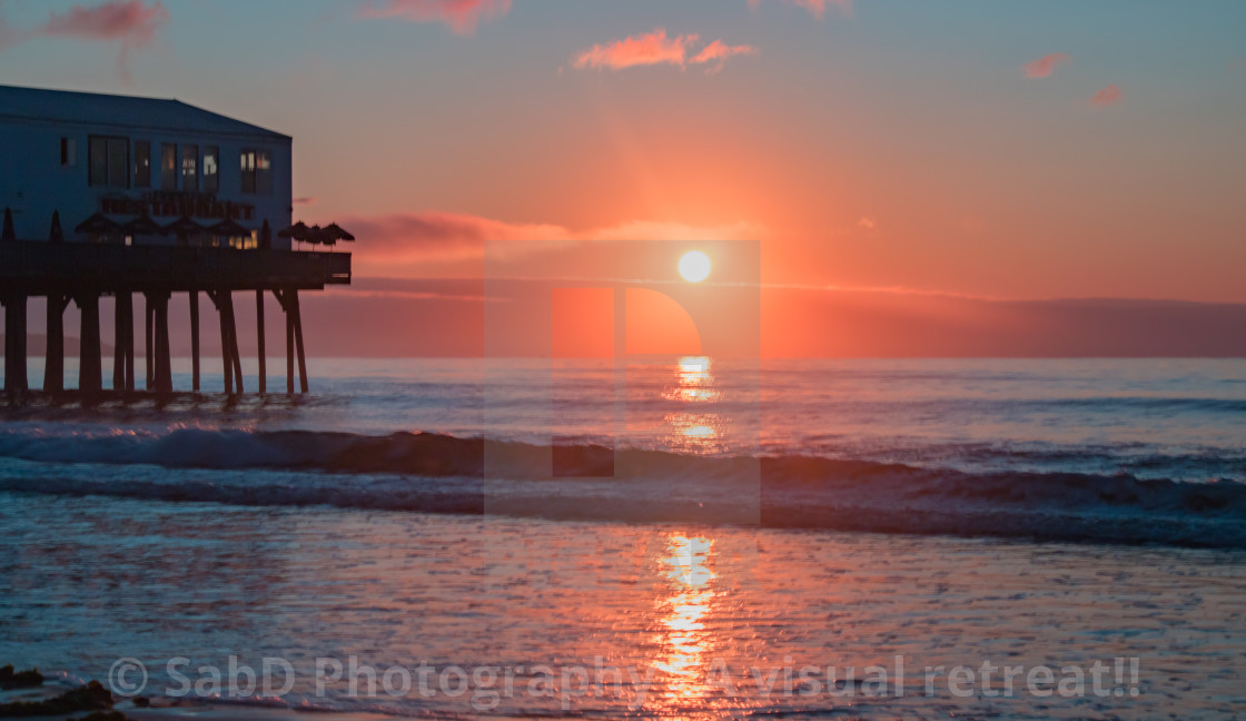 "Sunrise at Old orchard beach" stock image