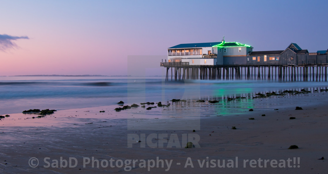 "Sunrise at Old orchard beach" stock image