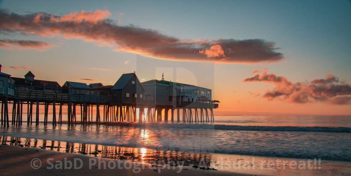"Sunrise at Old orchard beach" stock image