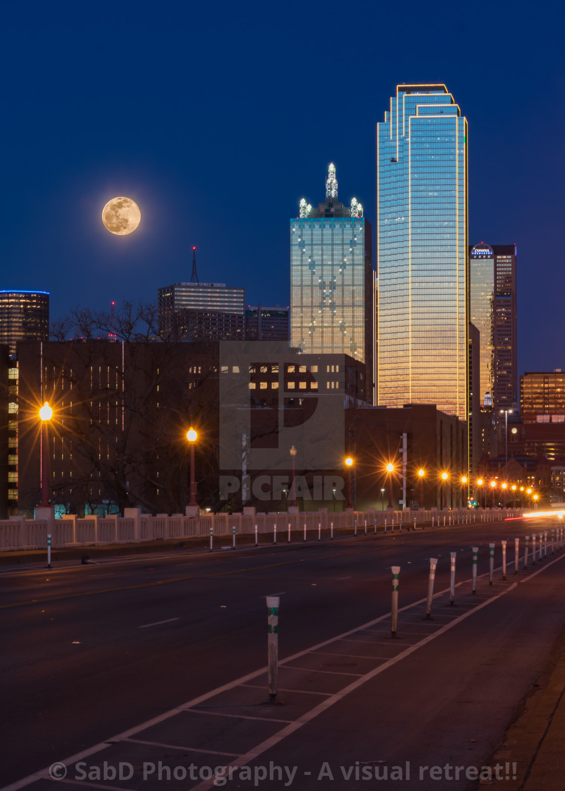 "Dallas Skyline with Fullmoon" stock image