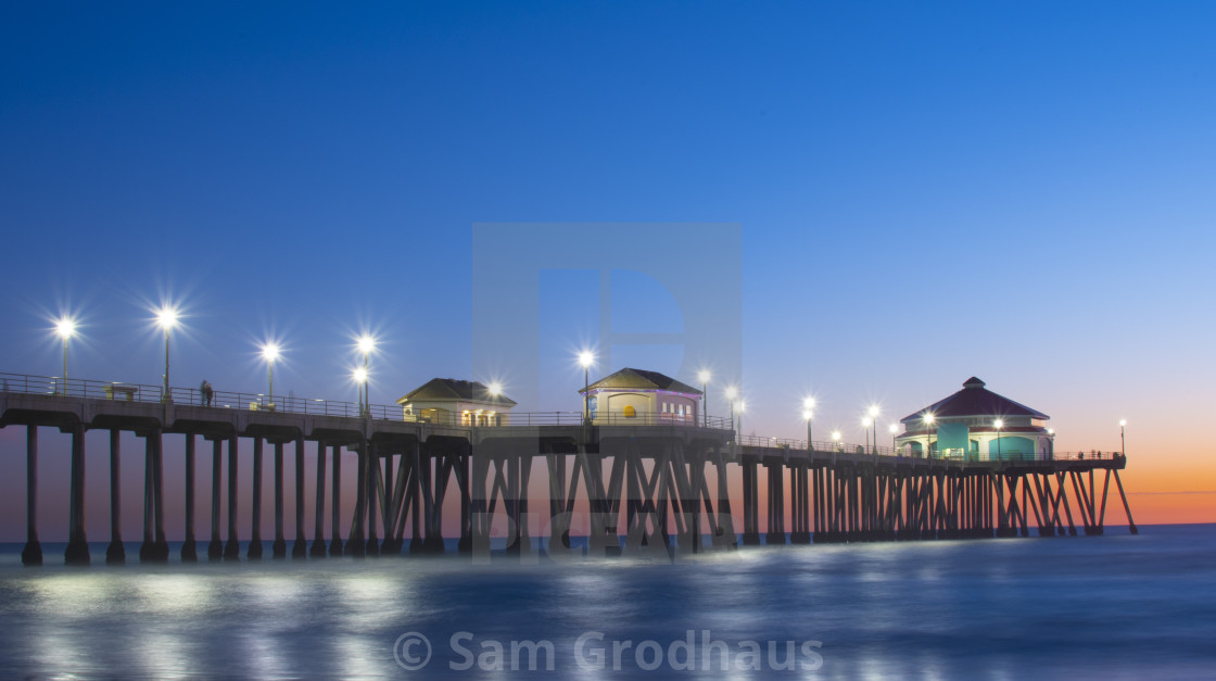 "Huntington Beach Pier at Sunset" stock image