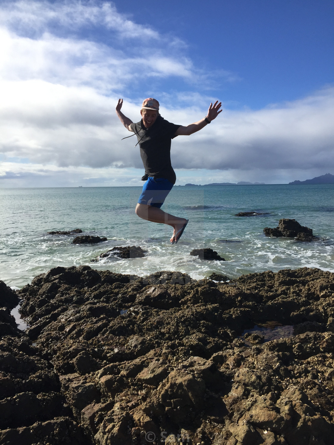 "Jumping from today into tomorrow - Langs Beach" by Sam - $9.96 "Jumping from today into tomorrow - Langs Beach" stock image