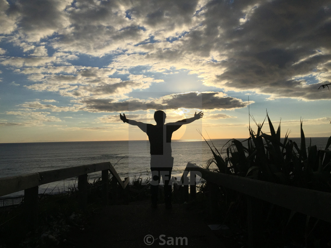 "Sunset discovery with my brother - Muriwai Gannet Colony" by Sam - $10.59 "Sunset discovery with my brother - Muriwai Gannet Colony" stock image