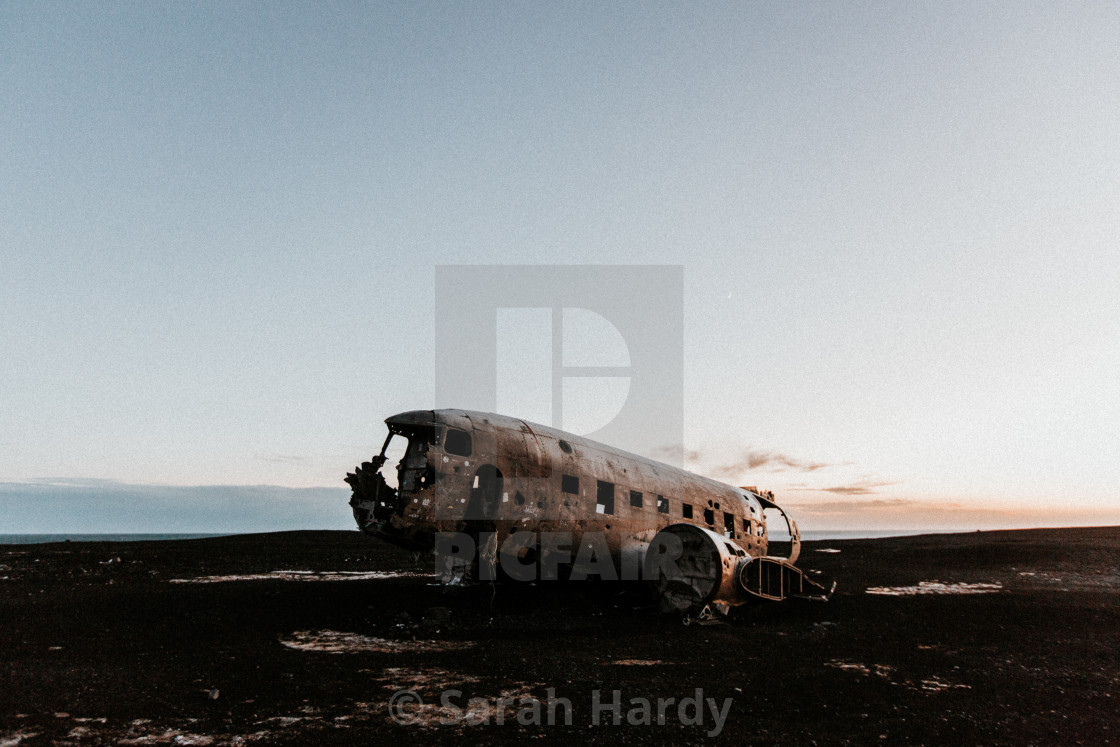 "Plane Wreck at Sunset" stock image