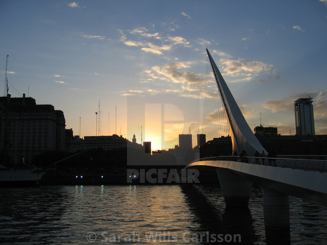 "Tango Dancer Bridge Sunset" stock image