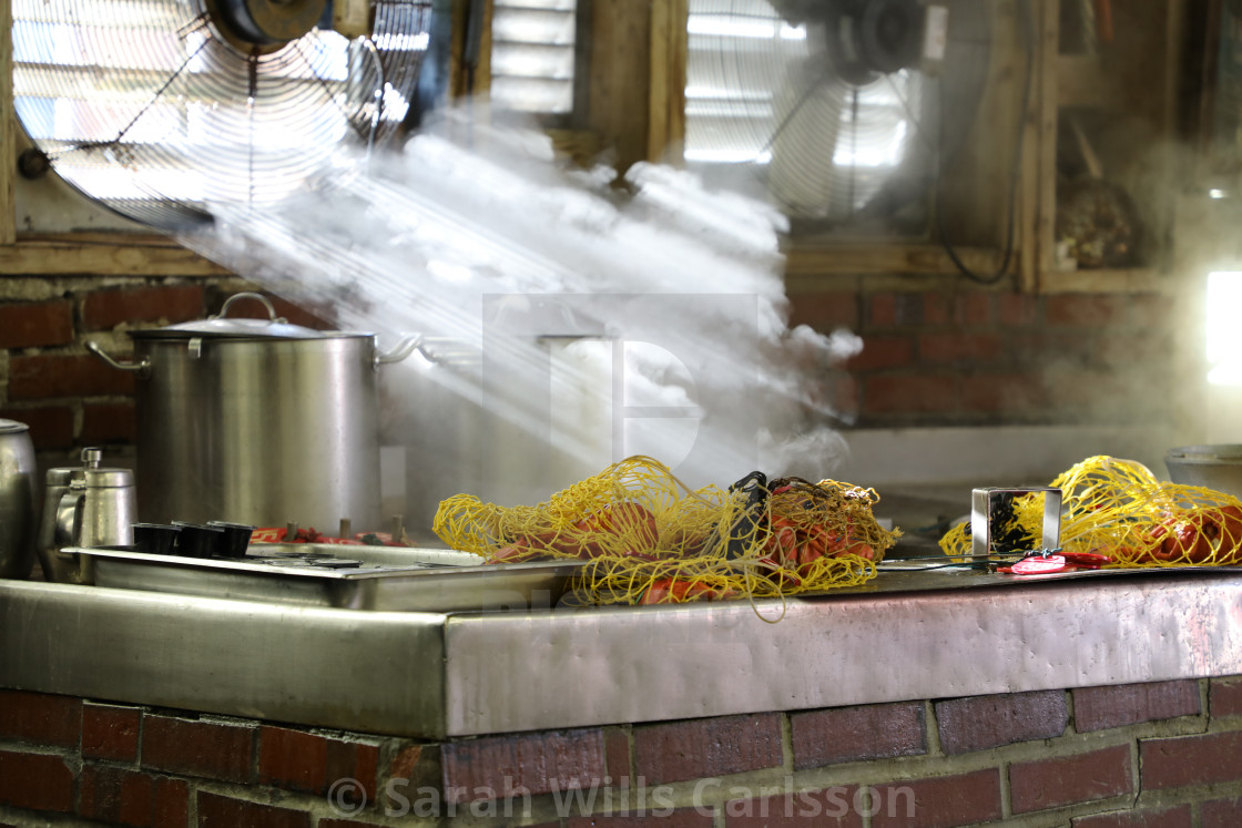 "Steaming Hot Lobster Pots" stock image