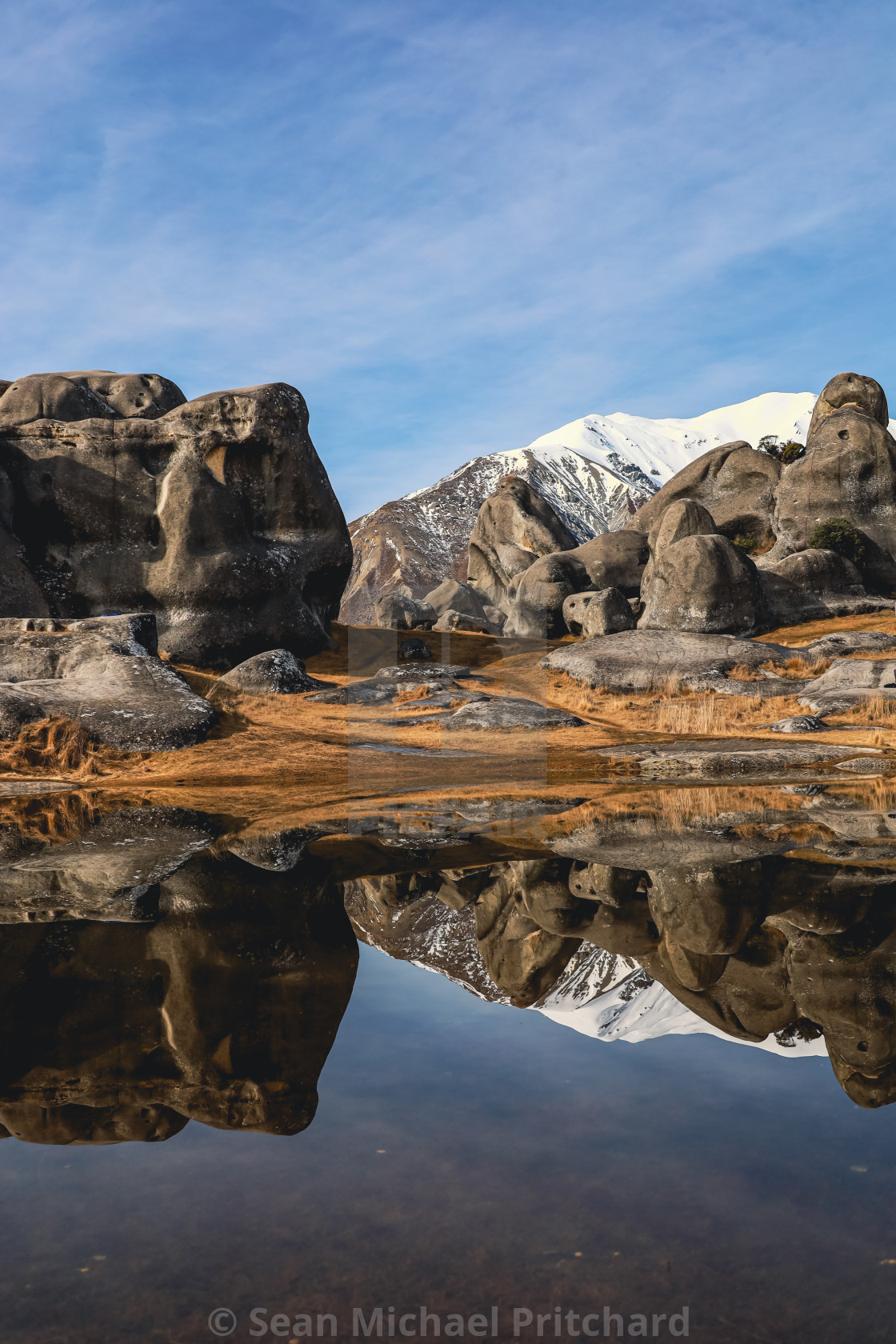 "Winter lake reflection" stock image