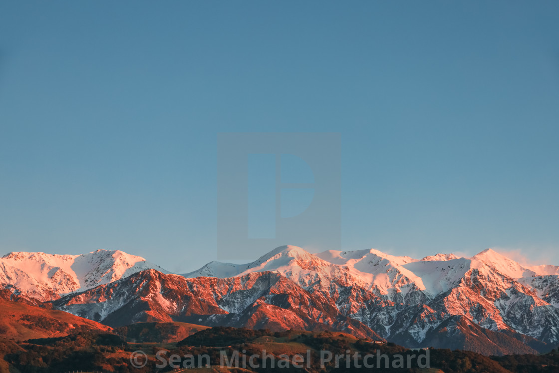 "First light on the snow." stock image