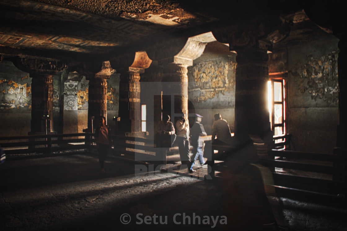 "Inside one of the cave temples of the Ajanta Caves." by Setu Chhaya - $15.44 "Inside one of the cave temples of the Ajanta Caves." stock image