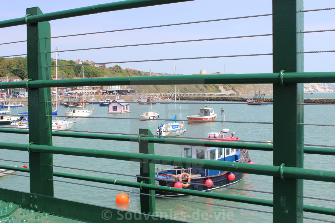 "Folkestone Harbour from the Bridge" stock image