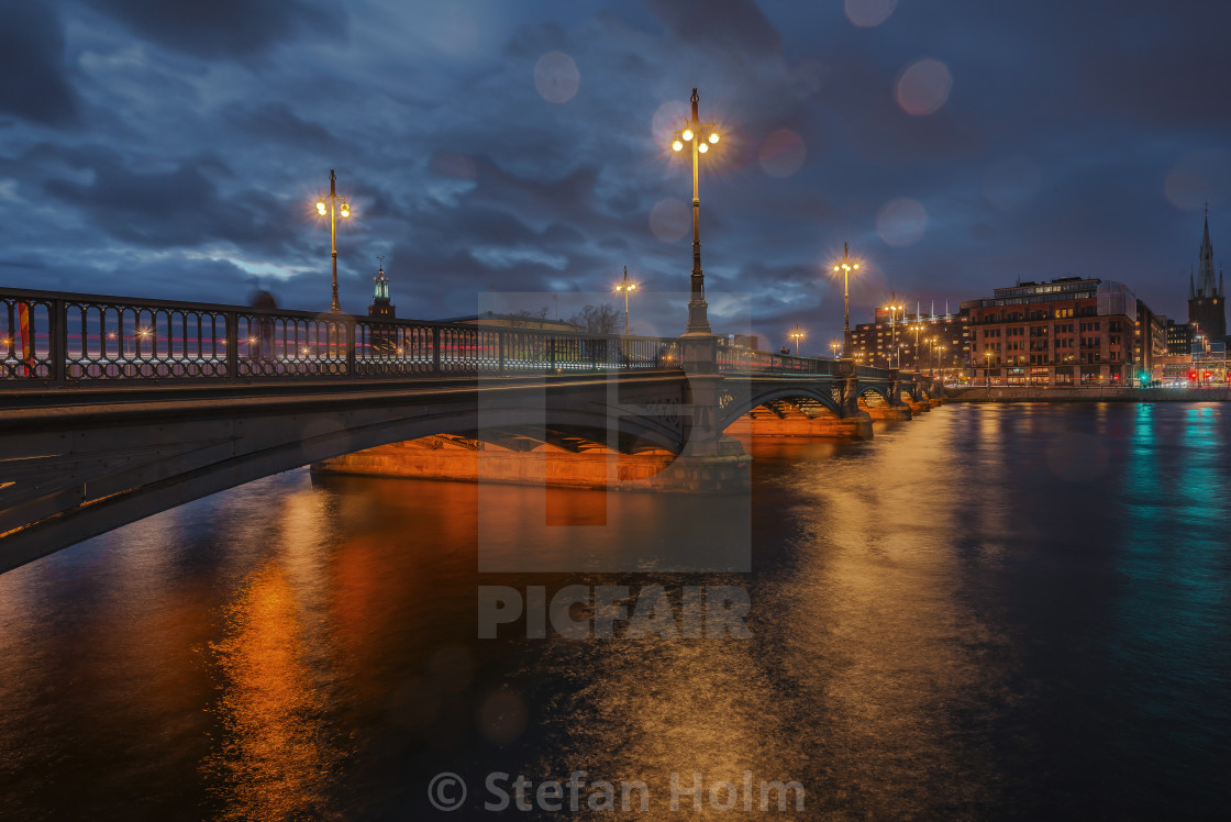 "Vasabron with view to Tegelbacken and the city hall in the backg" by Stefan Holm - $6.32 "Vasabron with view to Tegelbacken and the city hall in the backg" stock image