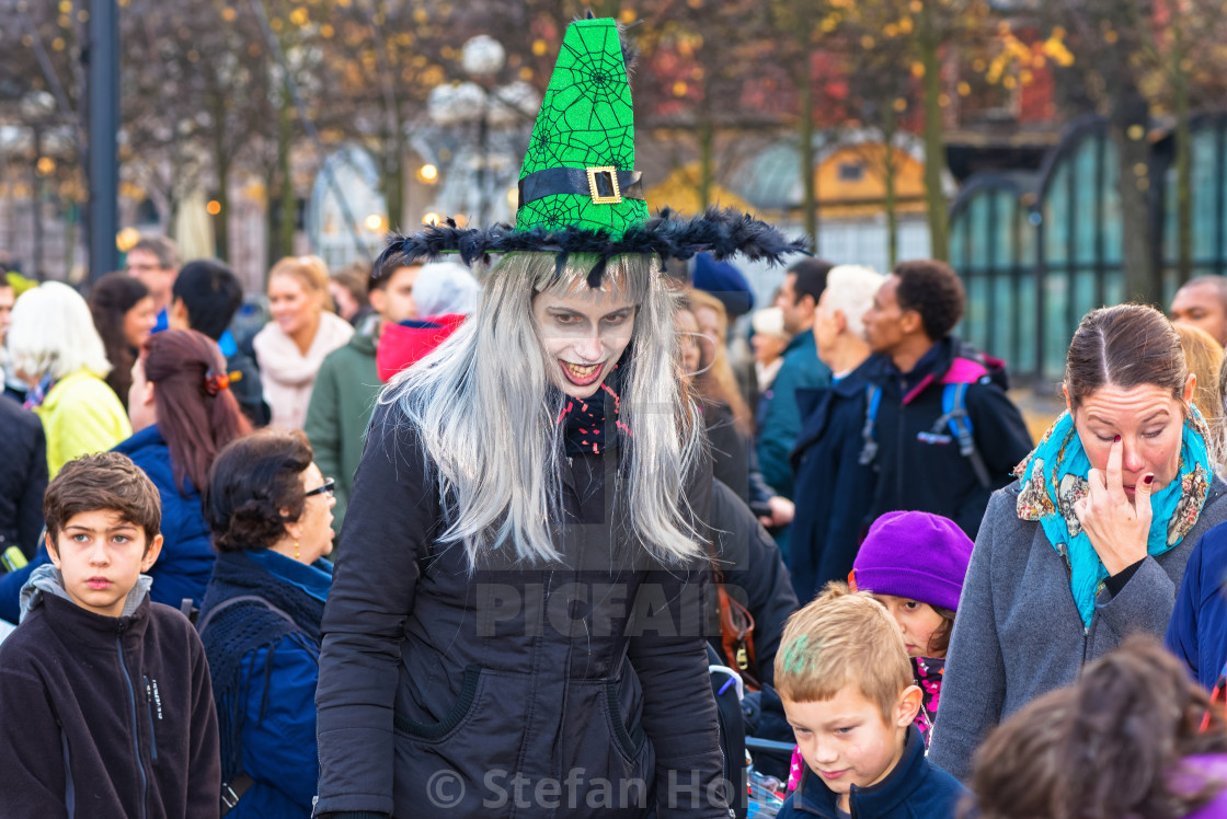 "Witch is leader of children games at Halloween parade Shockholm" by Stefan Holm - $6.32 "Witch is leader of children games at Halloween parade Shockholm" stock image