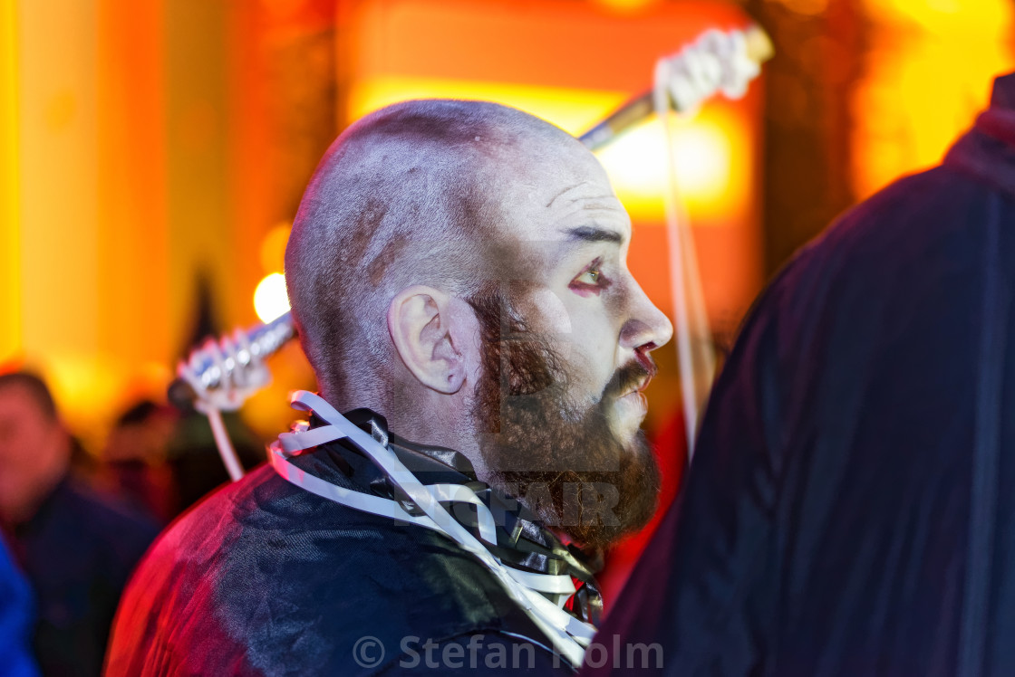 "Bold man in beard at the Halloween parade Shockholm in Kungstrad" by Stefan Holm - $6.31 "Bold man in beard at the Halloween parade Shockholm in Kungstrad" stock image