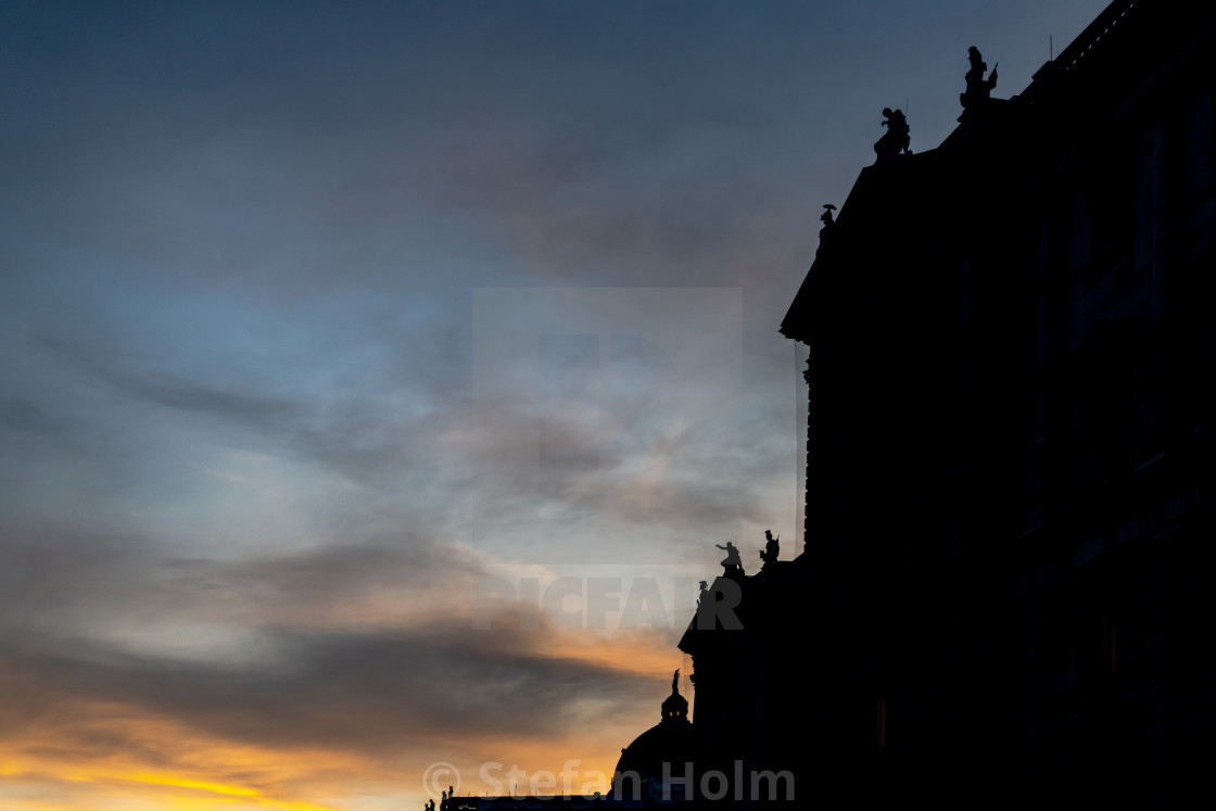 "Colorful sunset and a silhouette of the Neue Burg building with" by Stefan Holm - $6.31 "Colorful sunset and a silhouette of the Neue Burg building with" stock image