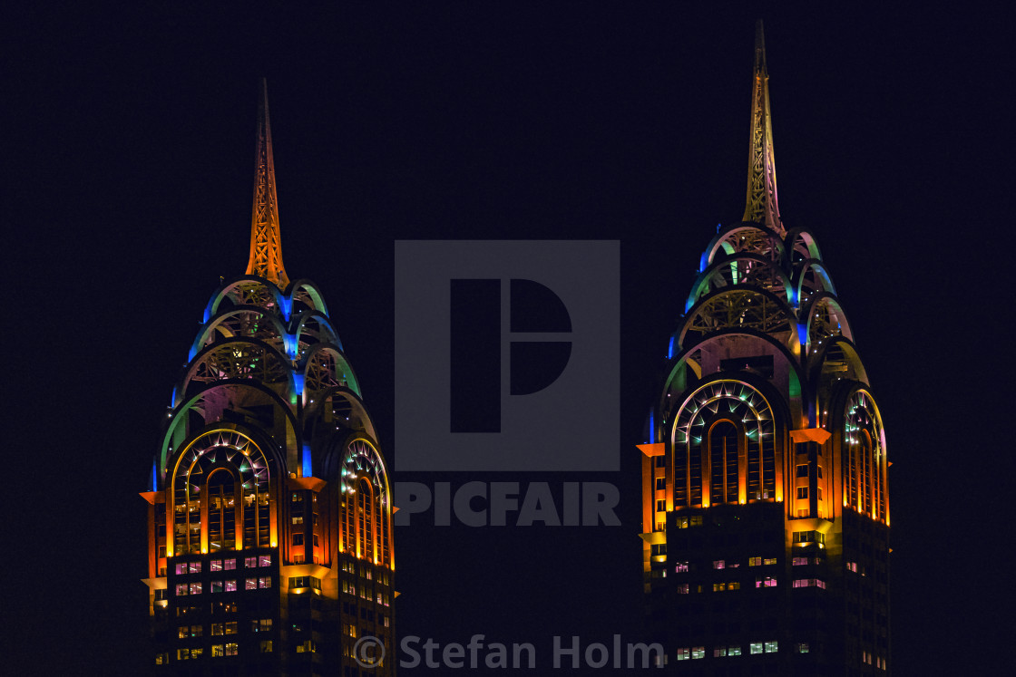 "Closeup of the the top spires of Dubai Business Central Twin Tow" by Stefan Holm - $6.29 "Closeup of the the top spires of Dubai Business Central Twin Tow" stock image