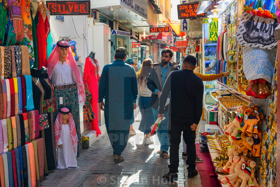 "Walkway at the Deira tourist district with jewelry, clothes and" by Stefan Holm - $6.34 "Walkway at the Deira tourist district with jewelry, clothes and" stock image