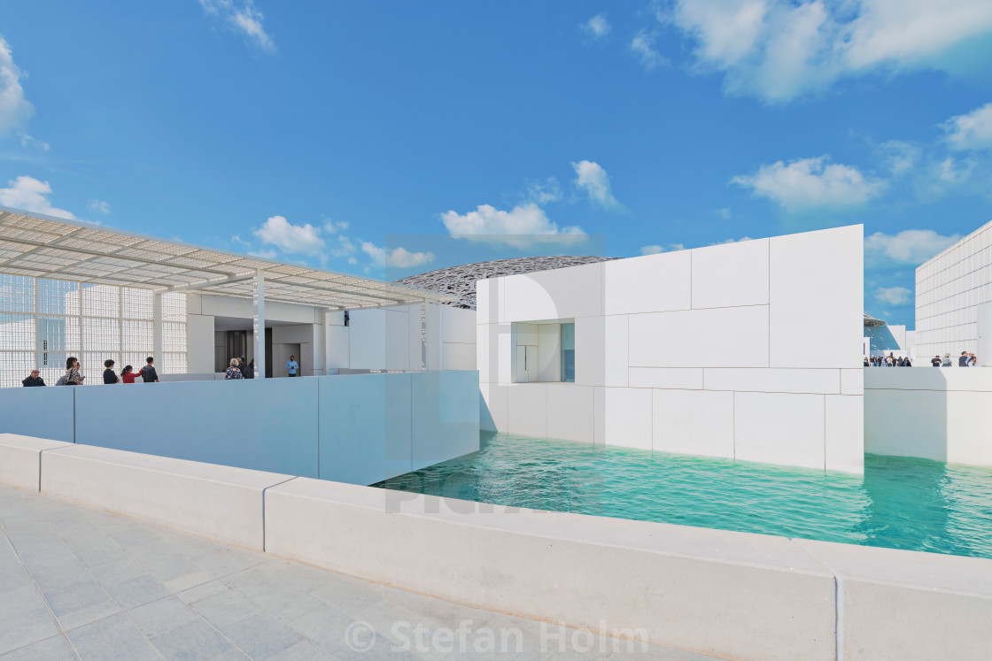 "Entrance of the Lovre surrounded by turquise water in Abu Dhabi" by Stefan Holm - $6.34 "Entrance of the Lovre surrounded by turquise water in Abu Dhabi" stock image