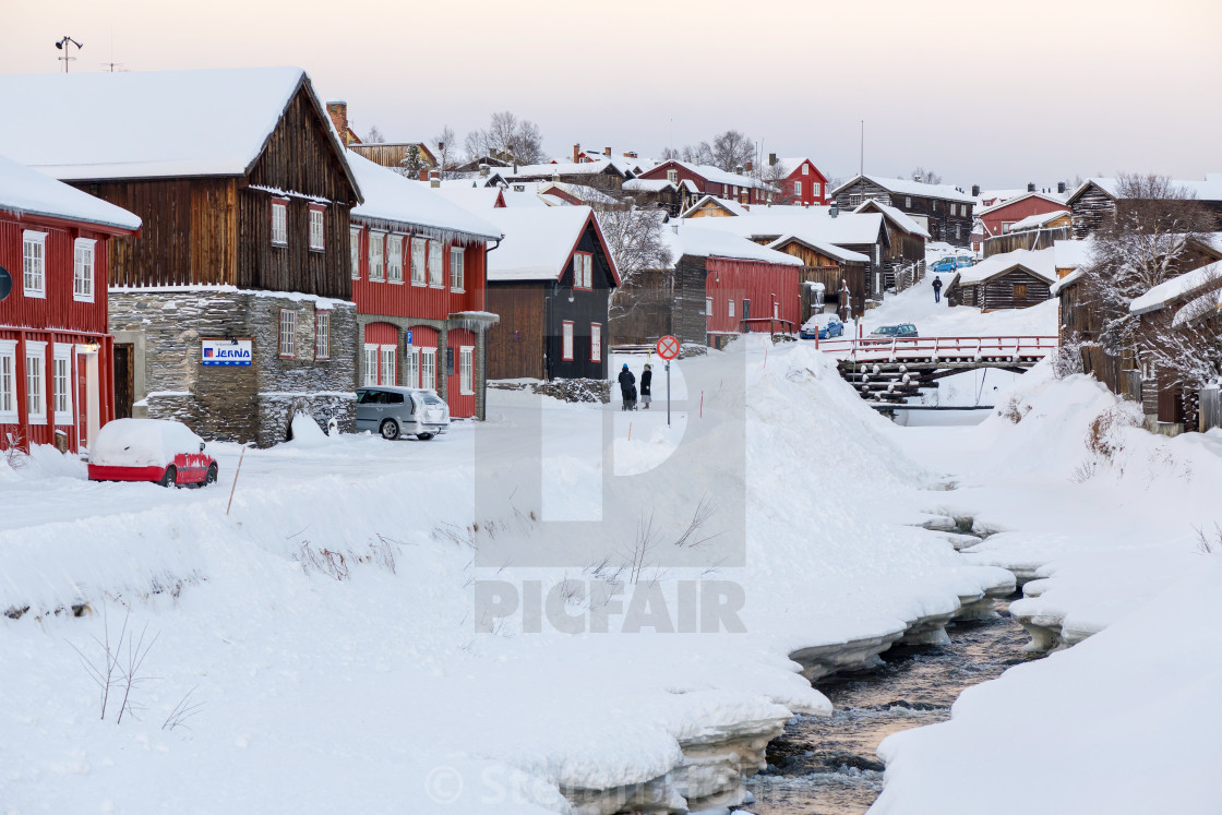 "Weathered village at the old mining district in Roros with a riv" by Stefan Holm - $6.34 "Weathered village at the old mining district in Roros with a riv" stock image