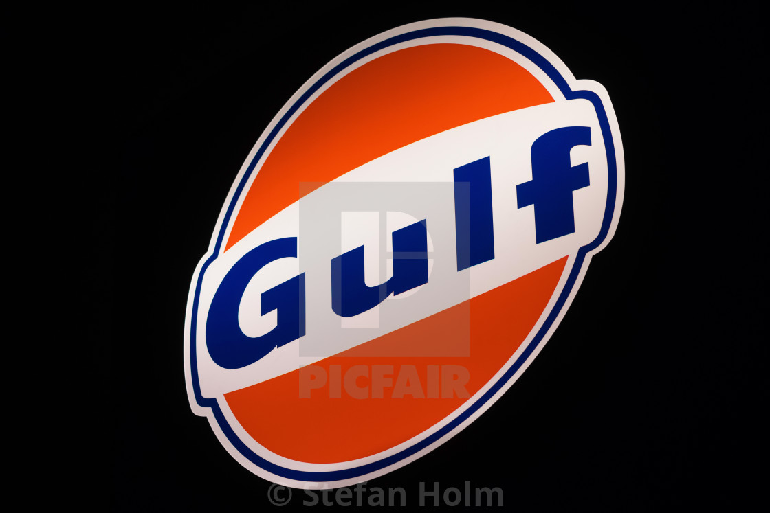 "The oil company Gulf sign during early morning lit up in orange" by Stefan Holm - $6.32 "The oil company Gulf sign during early morning lit up in orange" stock image