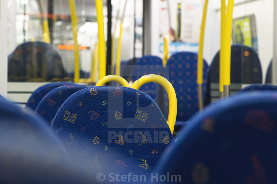 "Interior of one of the public trains in the Stockholm area" by Stefan Holm - $6.35 "Interior of one of the public trains in the Stockholm area" stock image